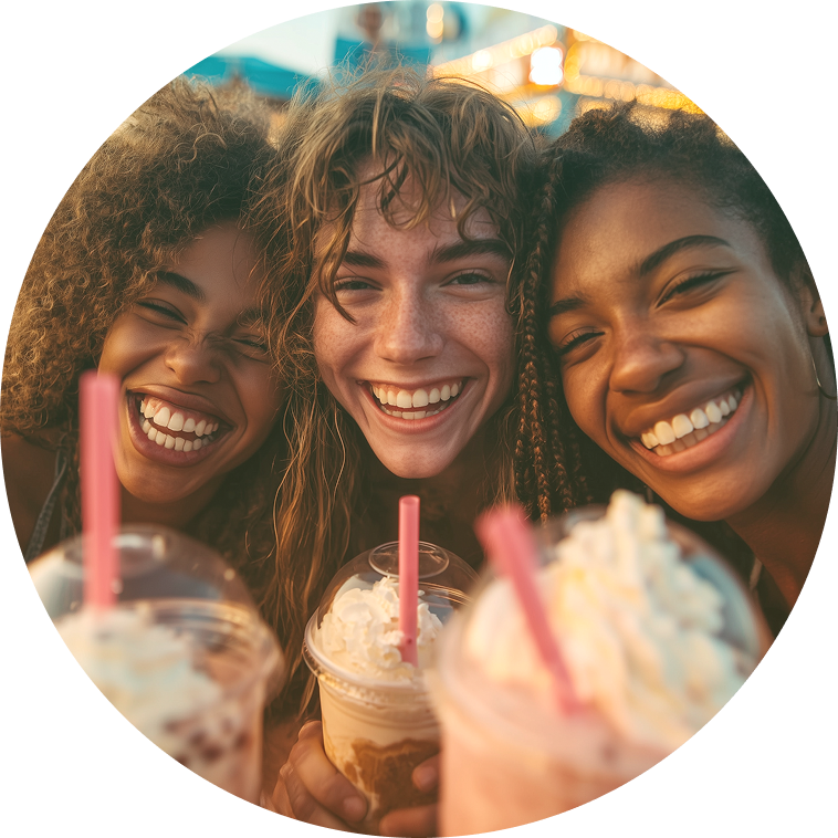 Friends enjoying shakes