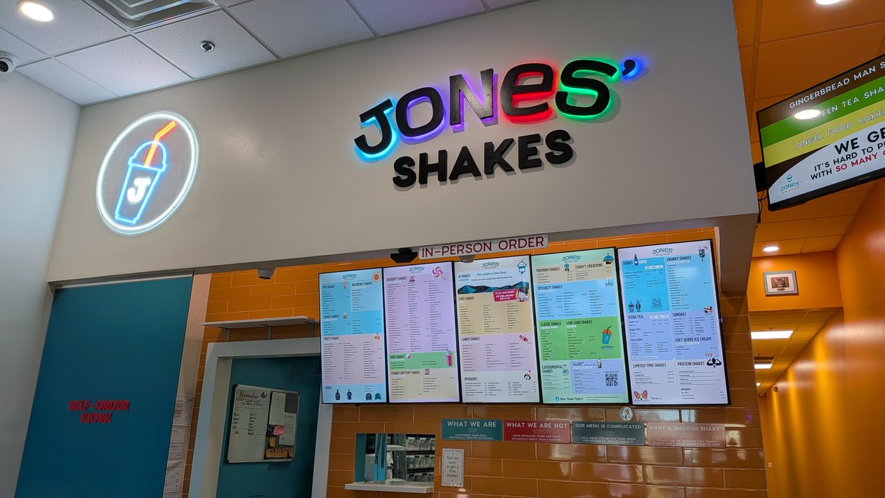Jones' Shakes Pensacola front counter and menu boards